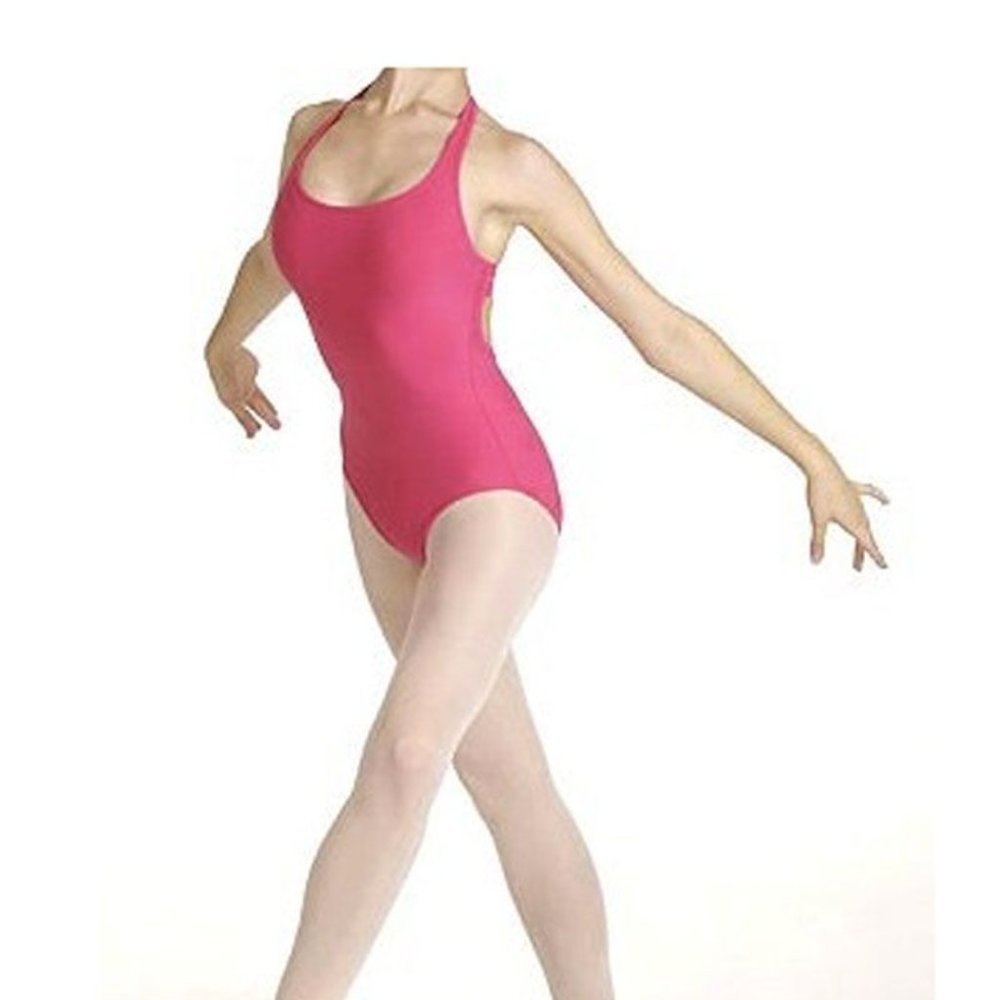 Bal Togs 6002 Women's Small (4-6) Pink Double-Strap Back Halter Leotard